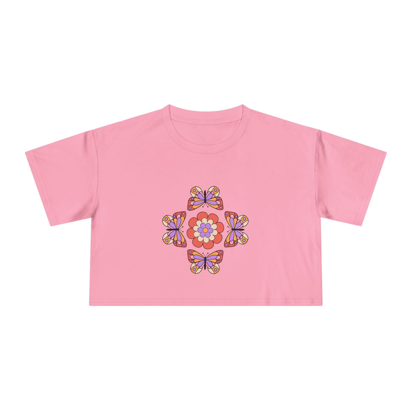 Butterfly Floral Crop Tee