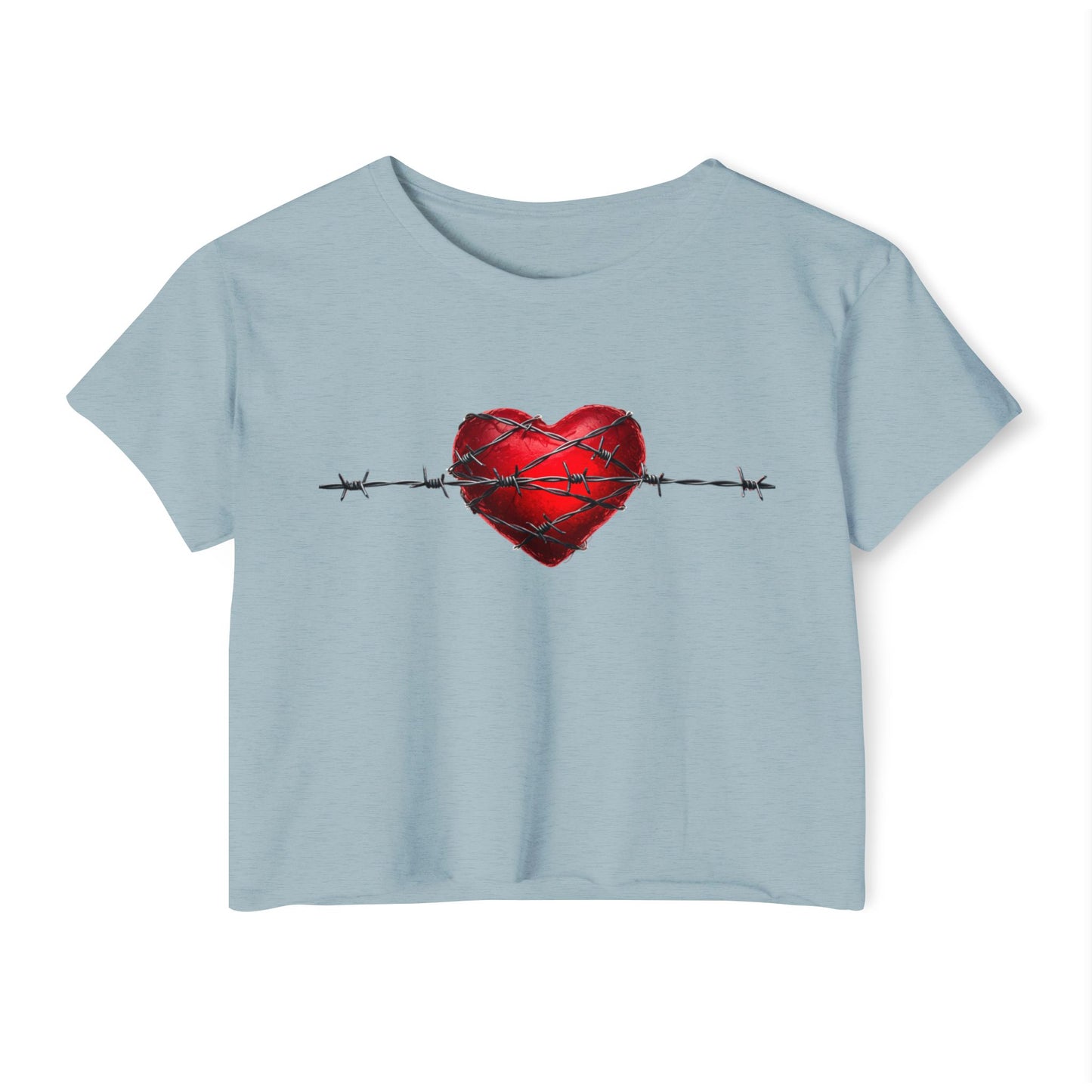 Heart & Barbed Wire Design Crop Top
