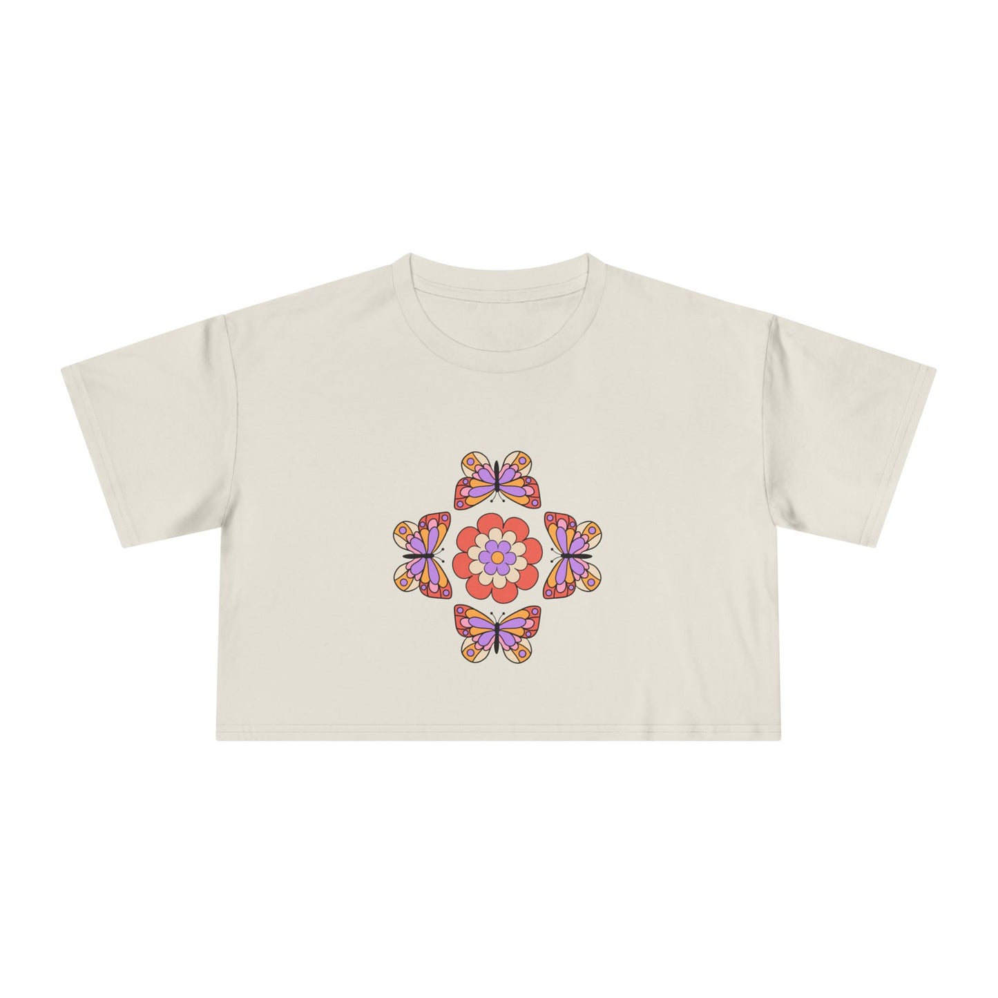 Butterfly Floral Crop Tee