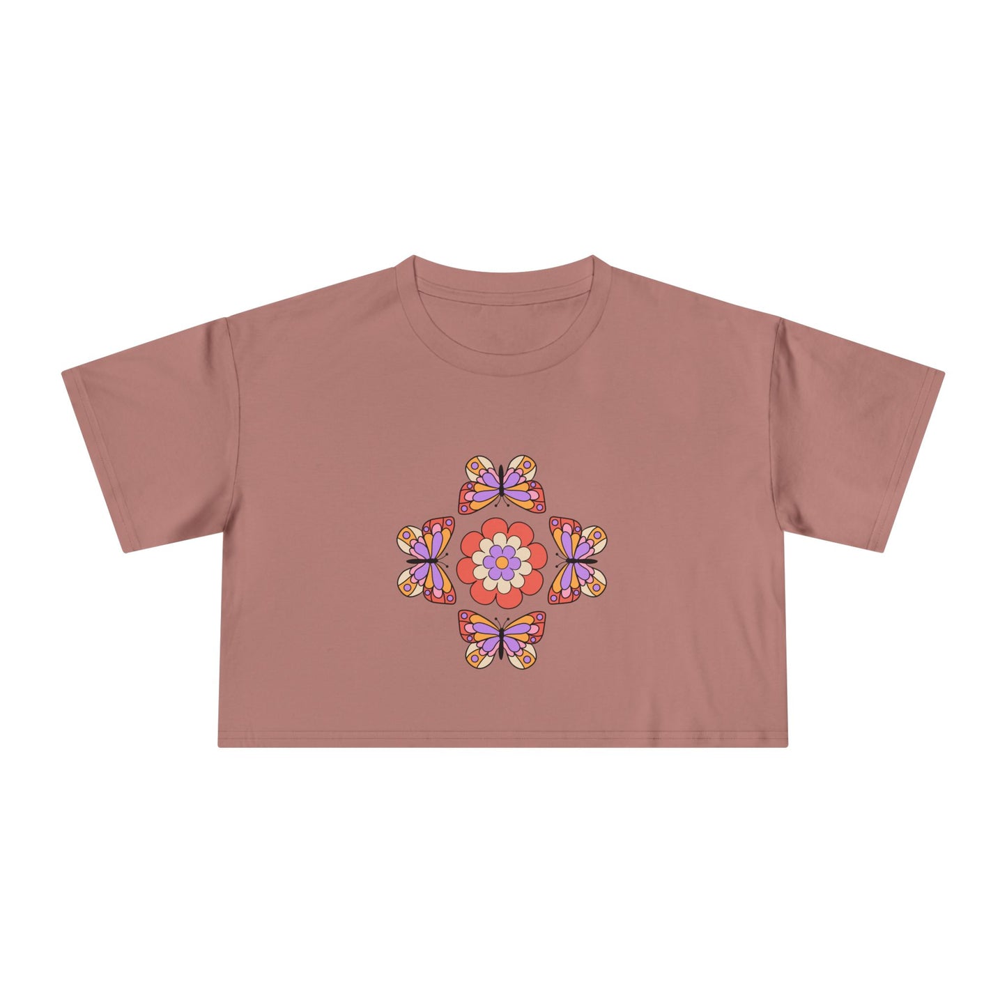 Butterfly Floral Crop Tee