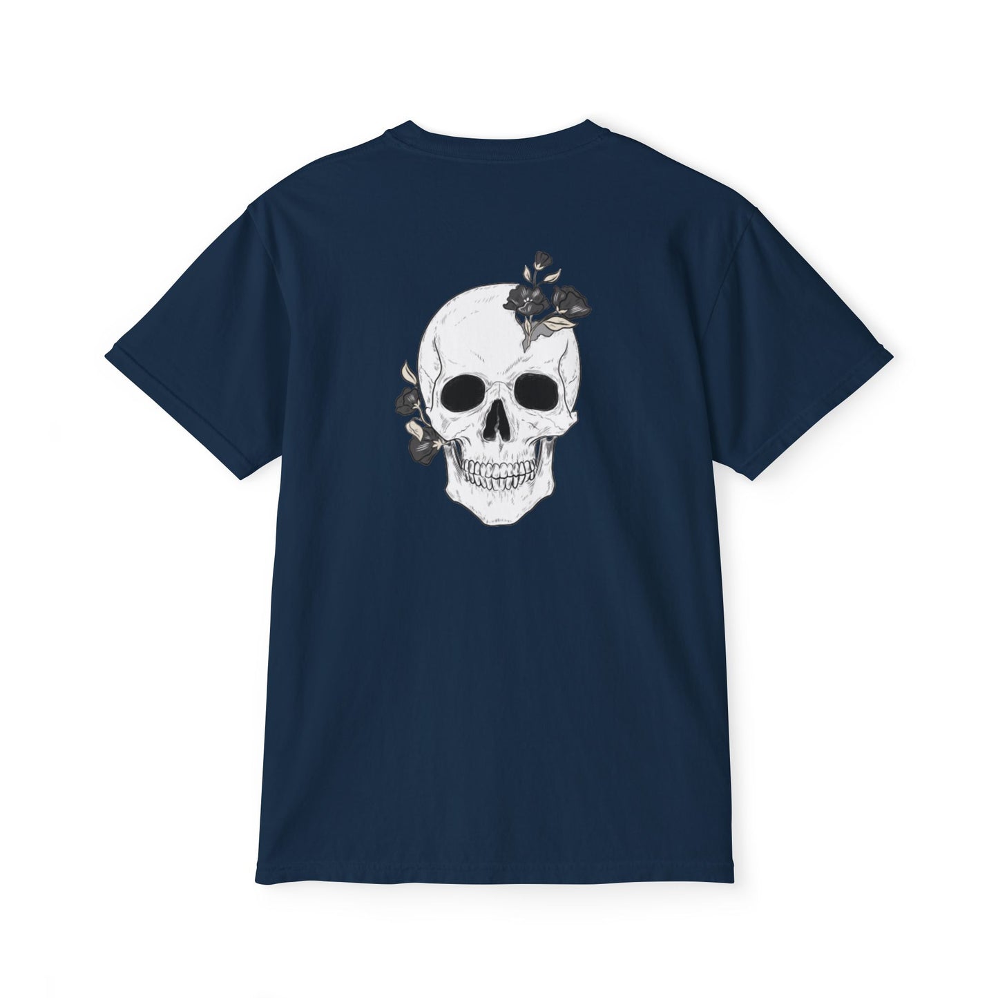 Skull Floral Pocket T-Shirt for Unisex