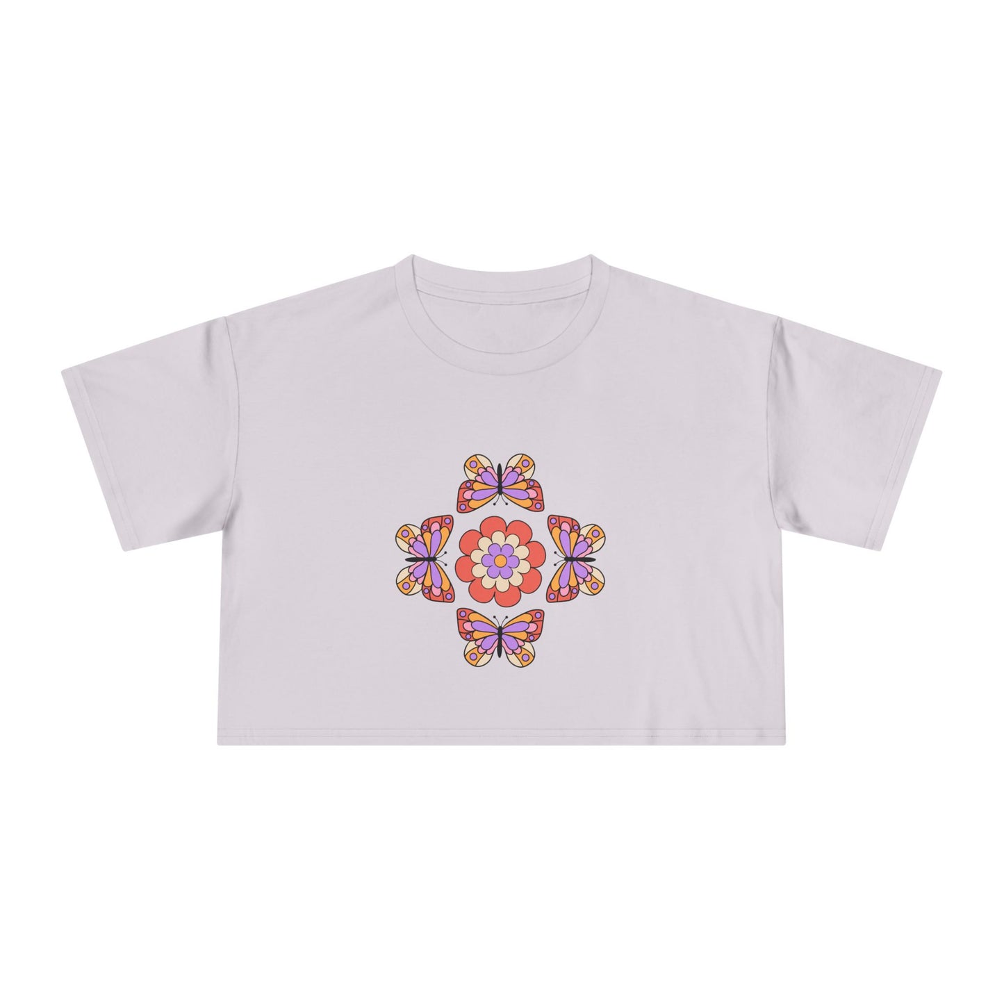 Butterfly Floral Crop Tee