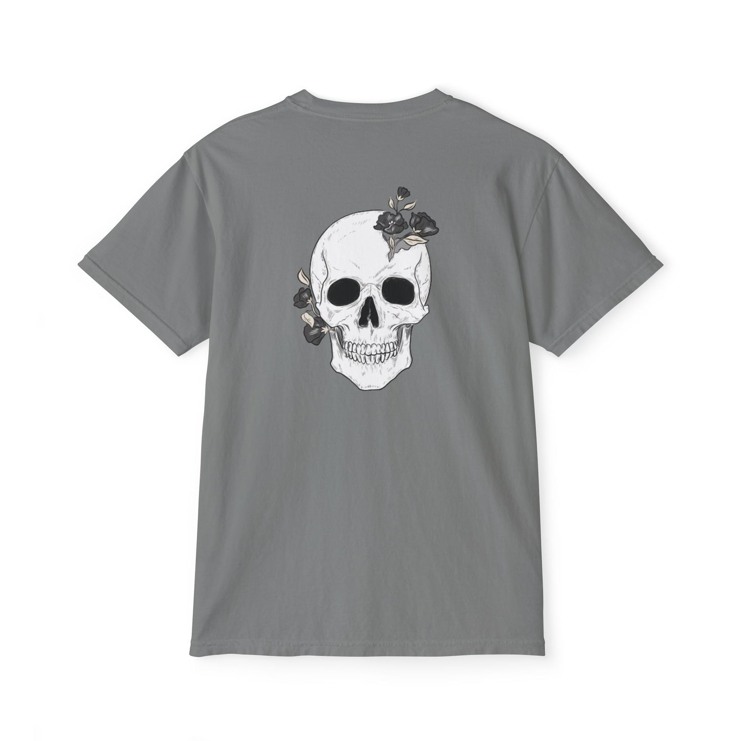 Skull Floral Pocket T-Shirt for Unisex
