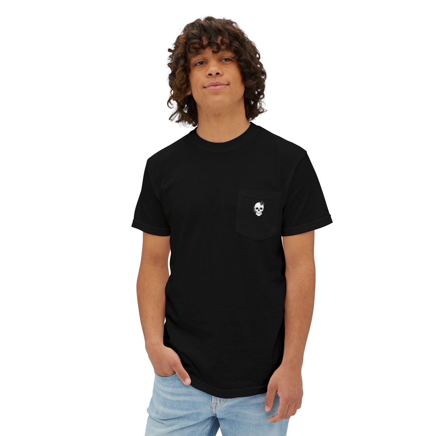 Skull Floral Pocket T-Shirt for Unisex