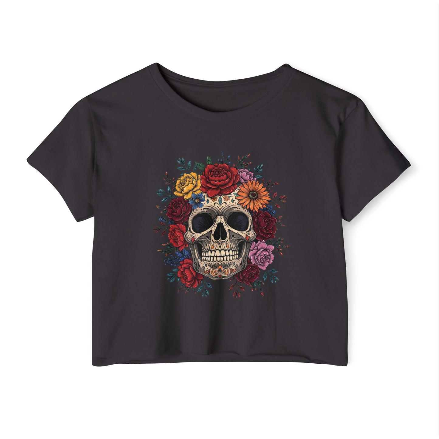 Bohemian Floral Skull Crop Top