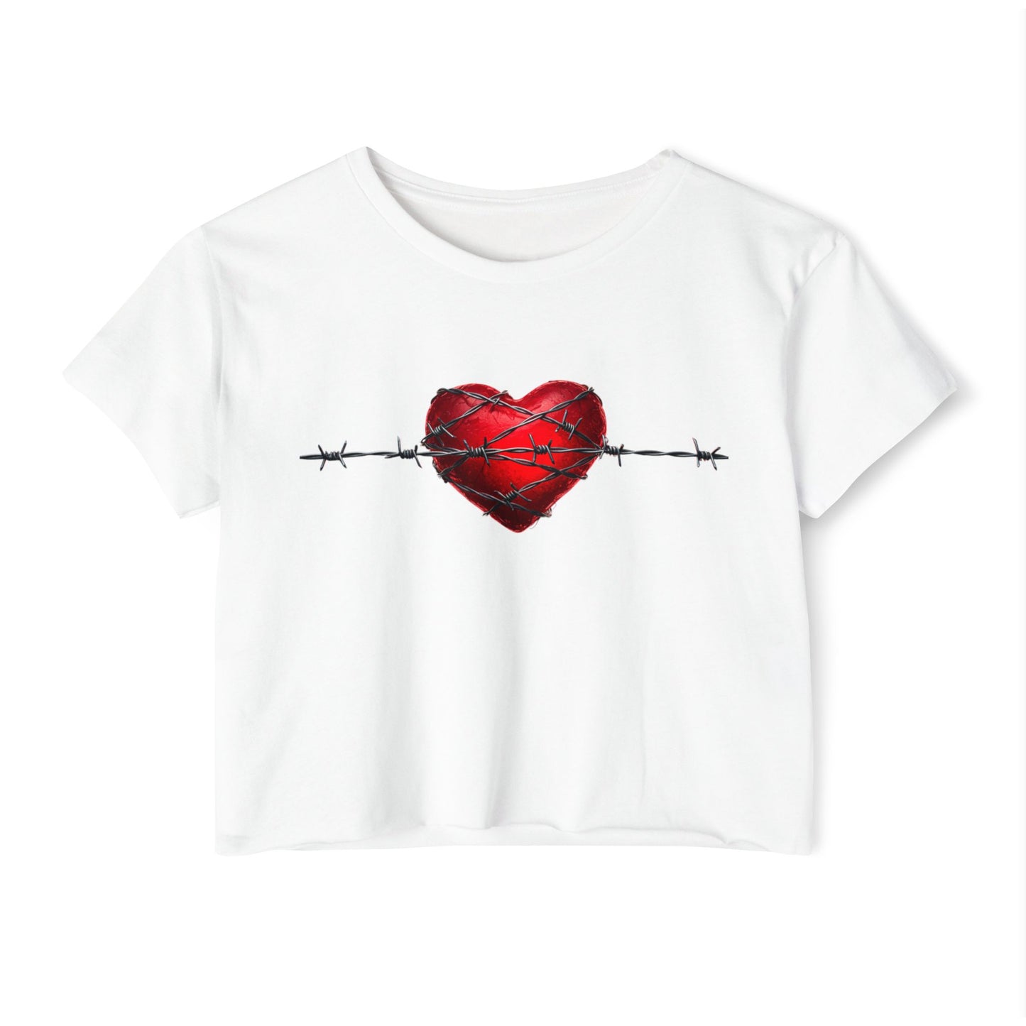 Heart & Barbed Wire Design Crop Top