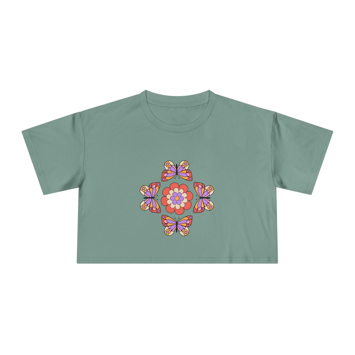 Butterfly Floral Crop Tee