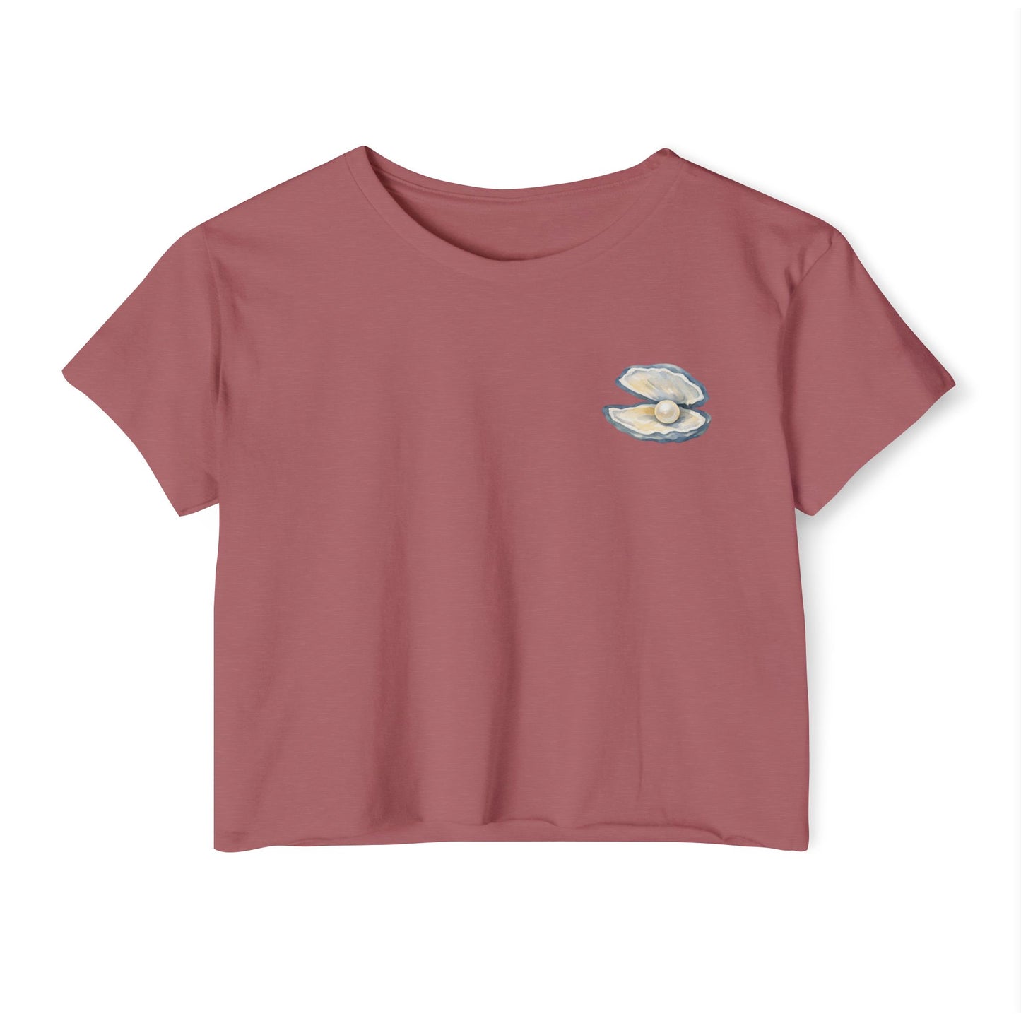 Pearl Shell Crop Top — Beachy Festival Women's Crop Tee