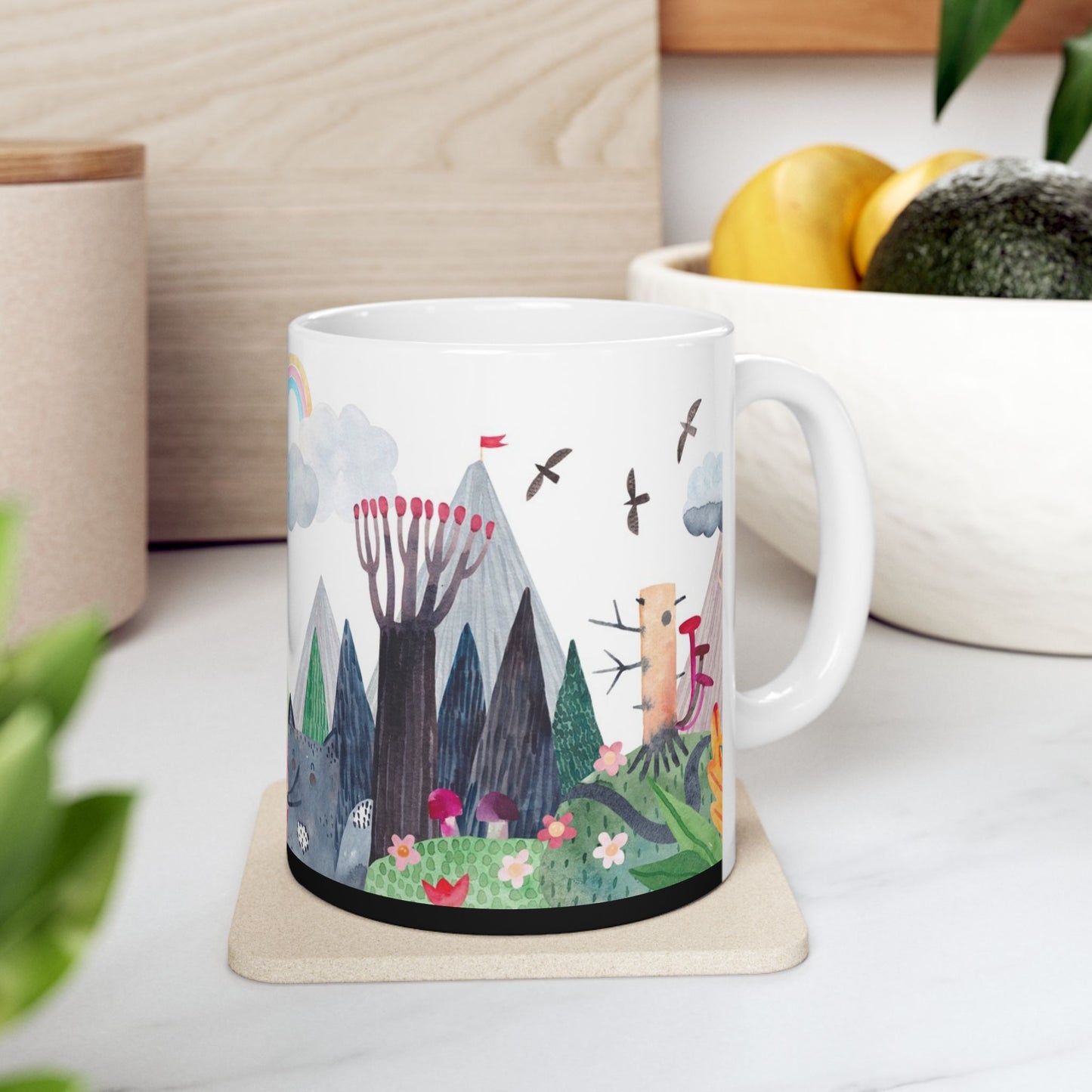 Whimsical Nature Scene Ceramic Mug