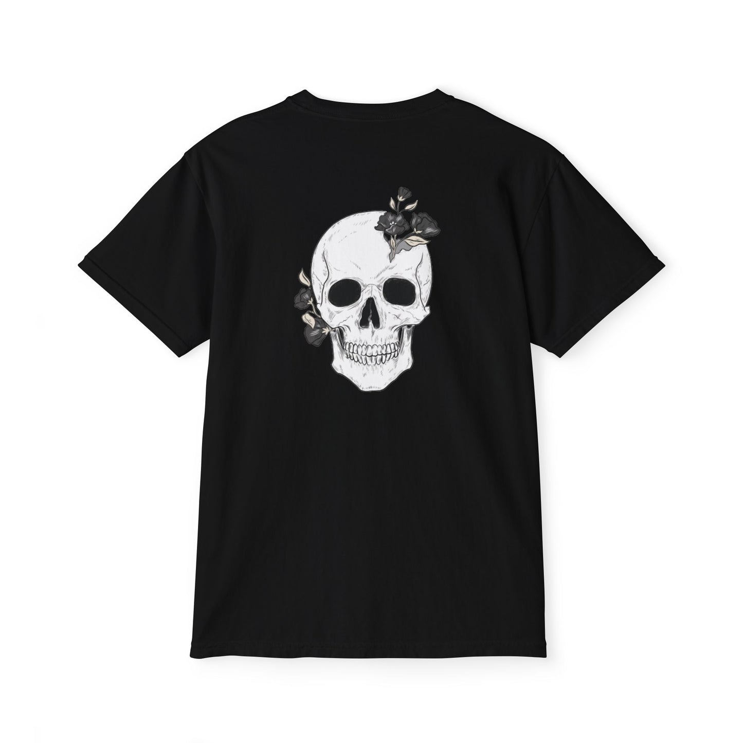 Skull Floral Pocket T-Shirt for Unisex