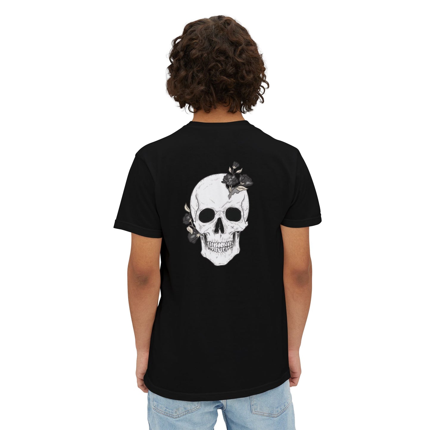 Skull Floral Pocket T-Shirt for Unisex