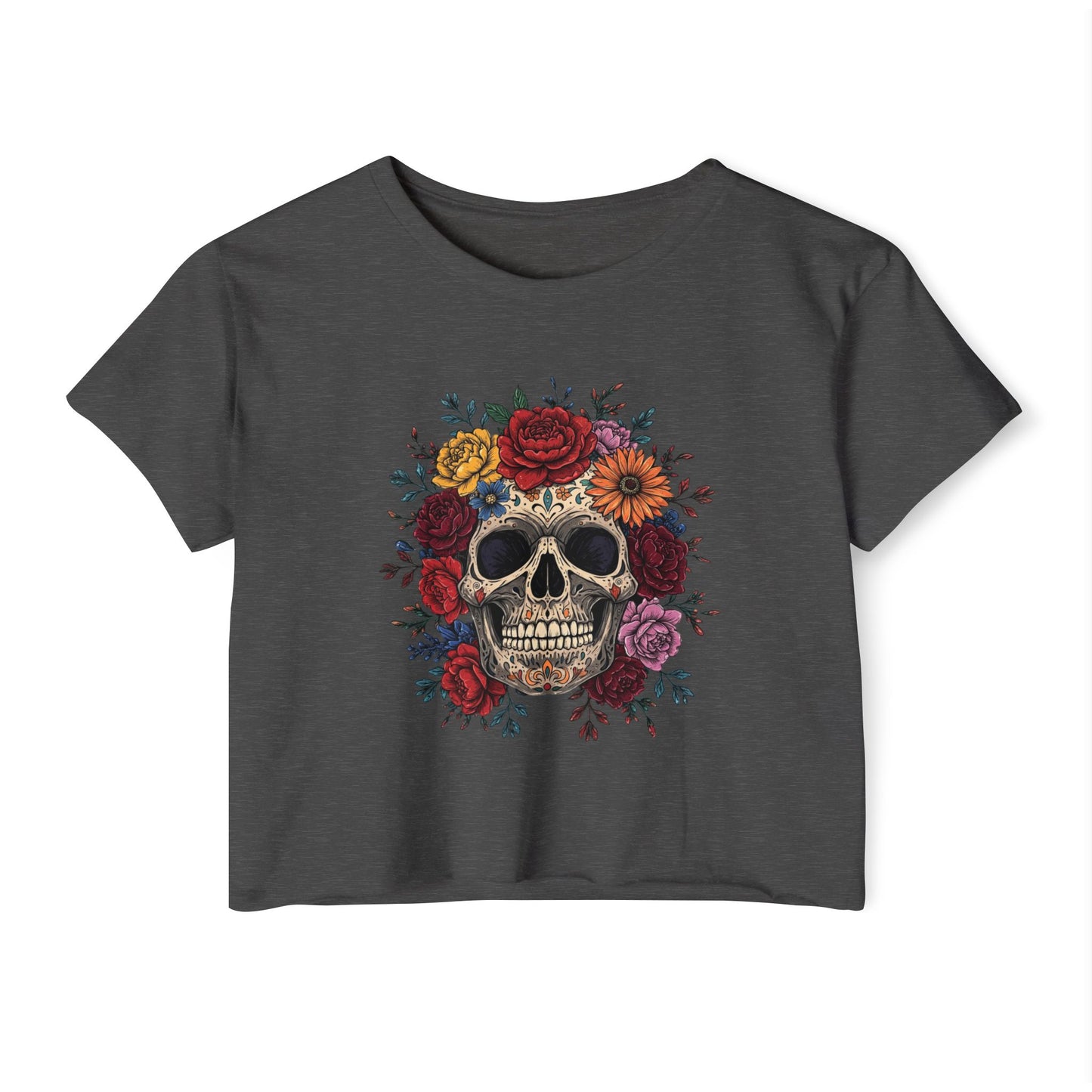 Bohemian Floral Skull Crop Top