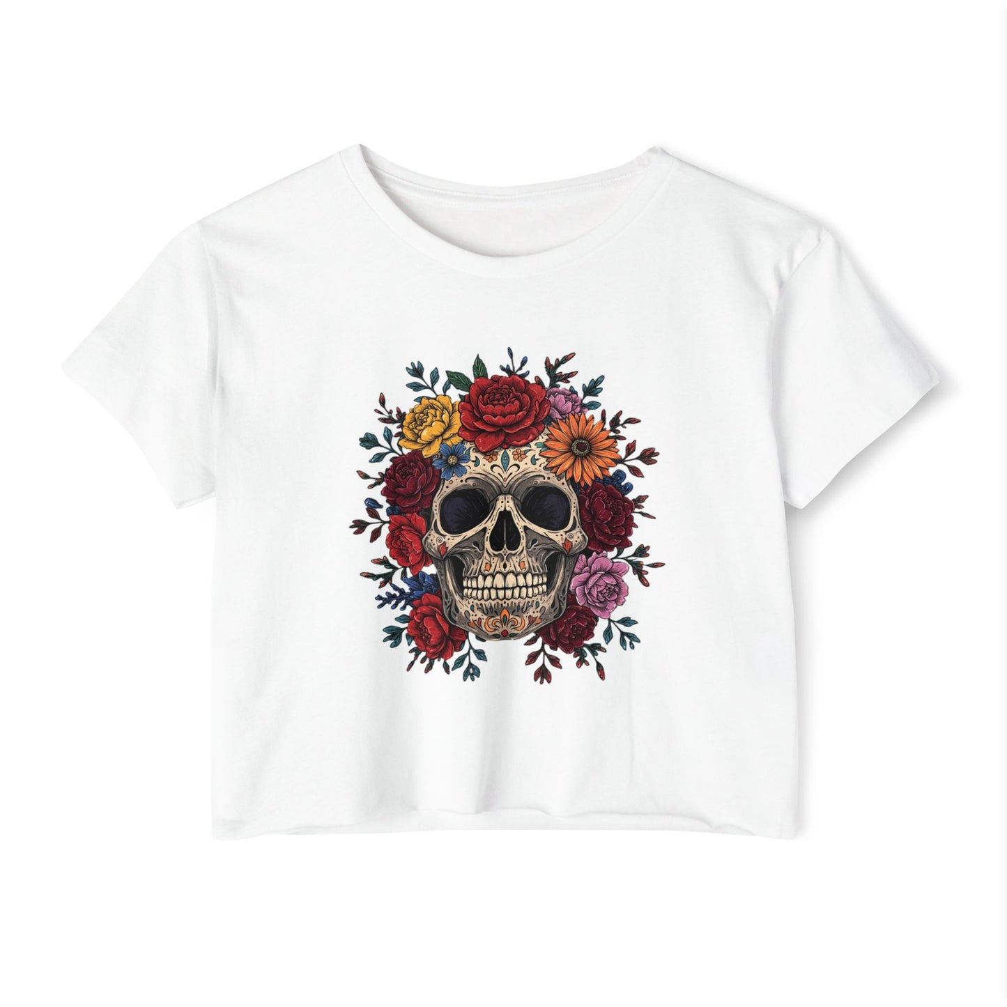 Bohemian Floral Skull Crop Top