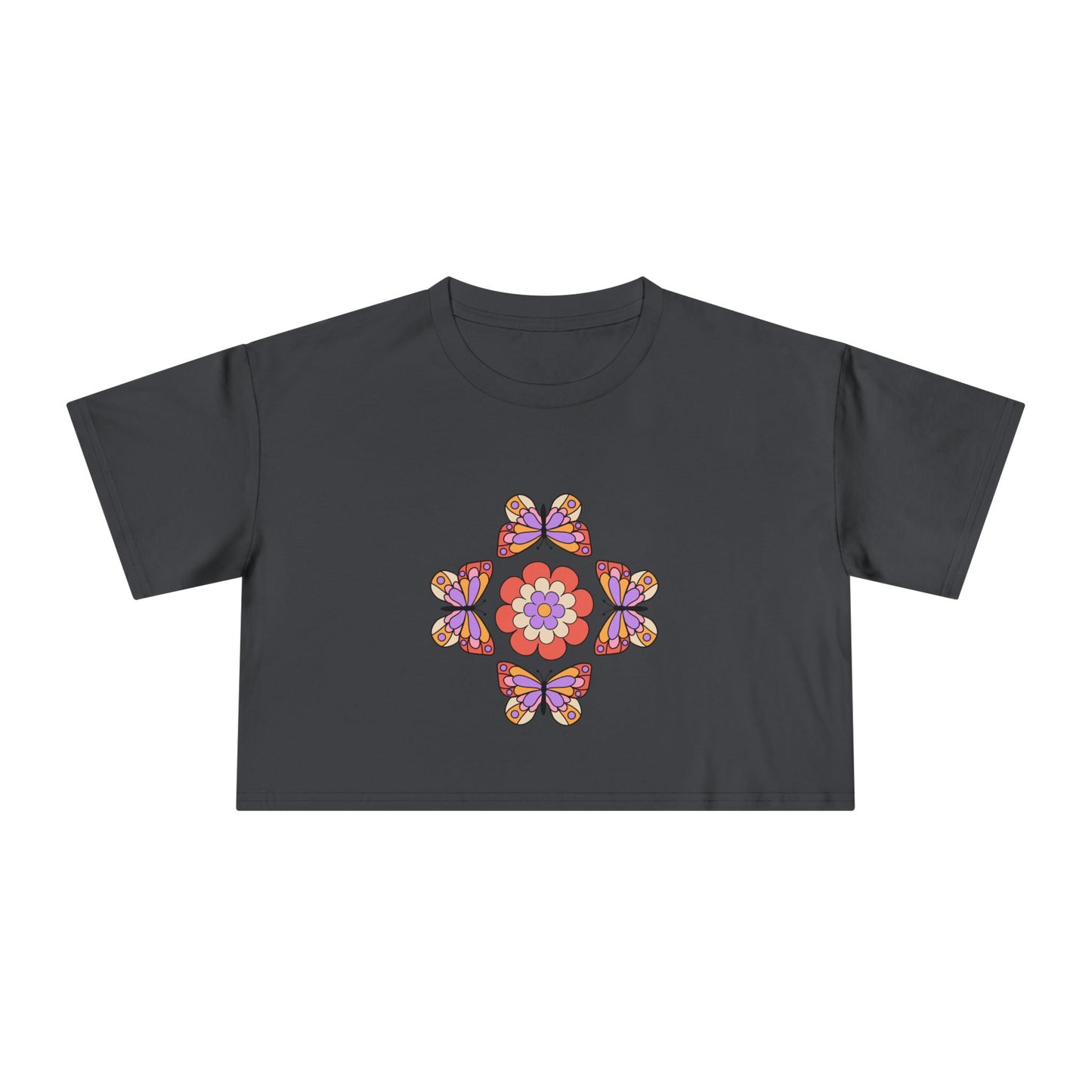 Butterfly Floral Crop Tee