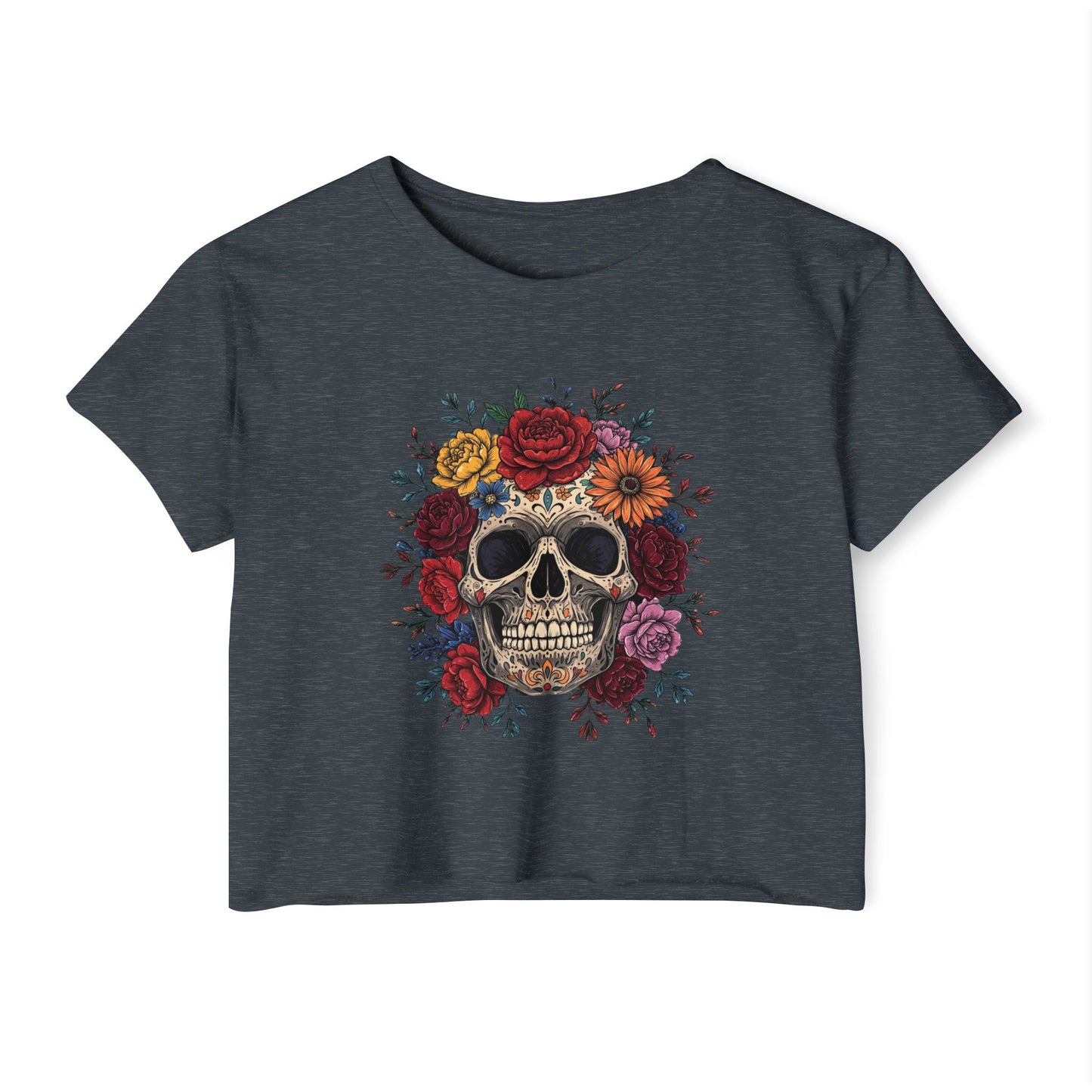 Bohemian Floral Skull Crop Top