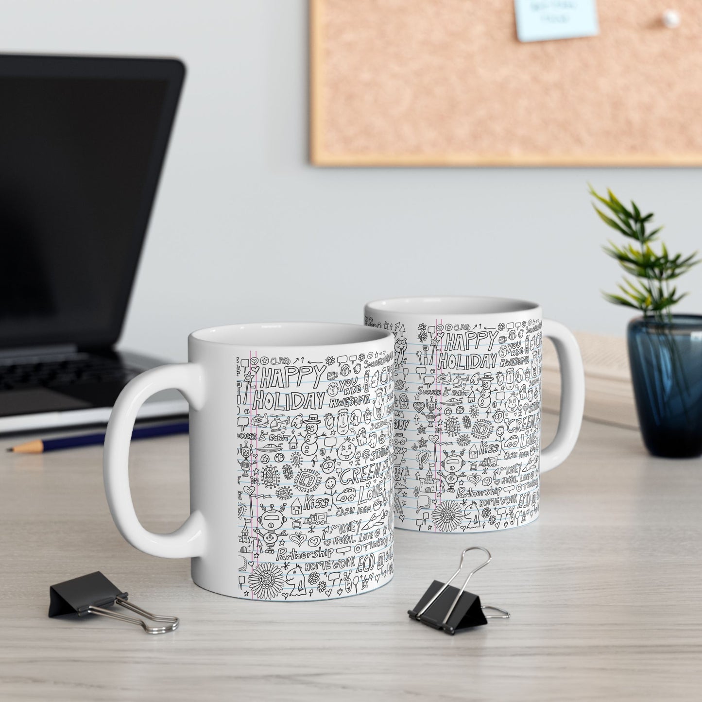 Whimsical Illustrated Ceramic Mug