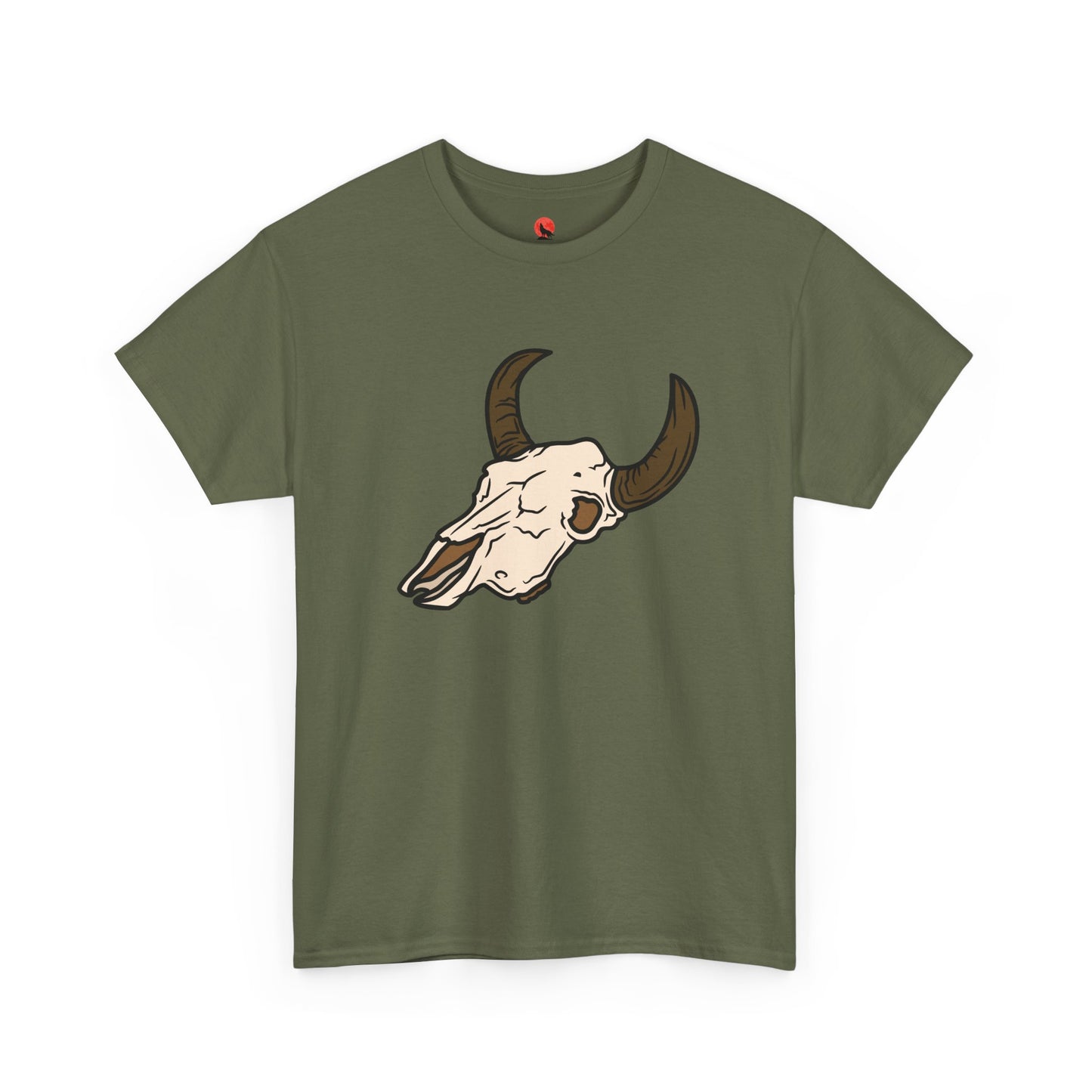 Heavy Cotton Bull Skull Design Tee
