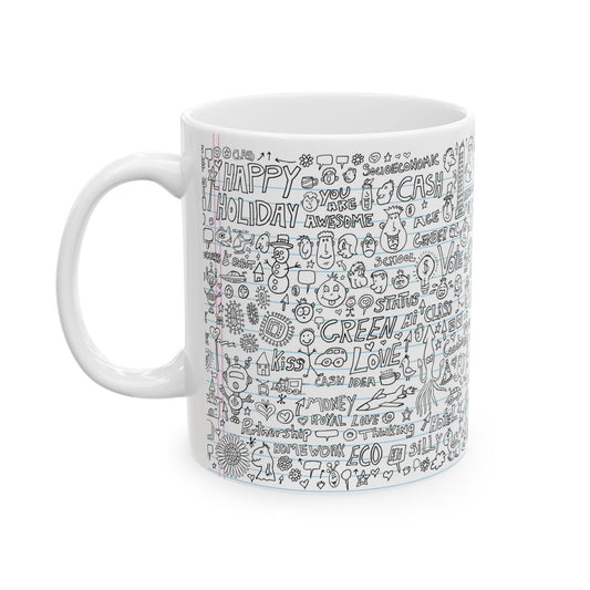 Whimsical Illustrated Ceramic Mug