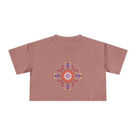 Butterfly Floral Crop Tee