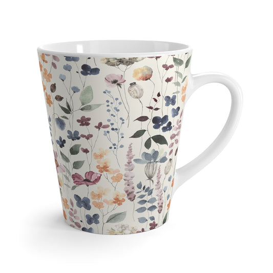 Floral Latte Mug - Elegant Flower Pattern Ceramic Coffee Cup