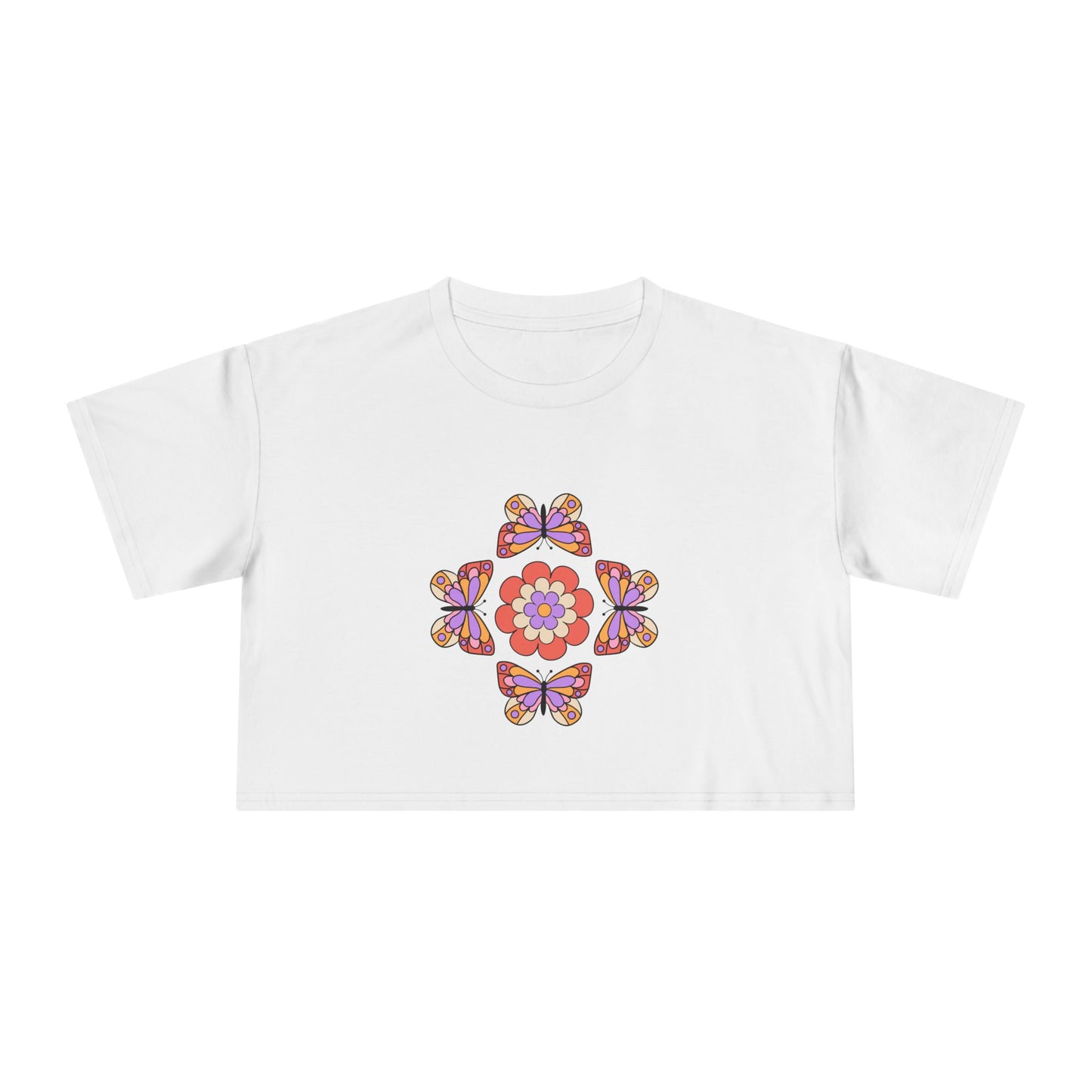 Butterfly Floral Crop Tee