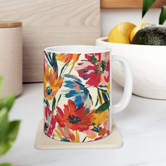 Colorful Floral Ceramic Mug - Perfect Gift for Spring Celebrations