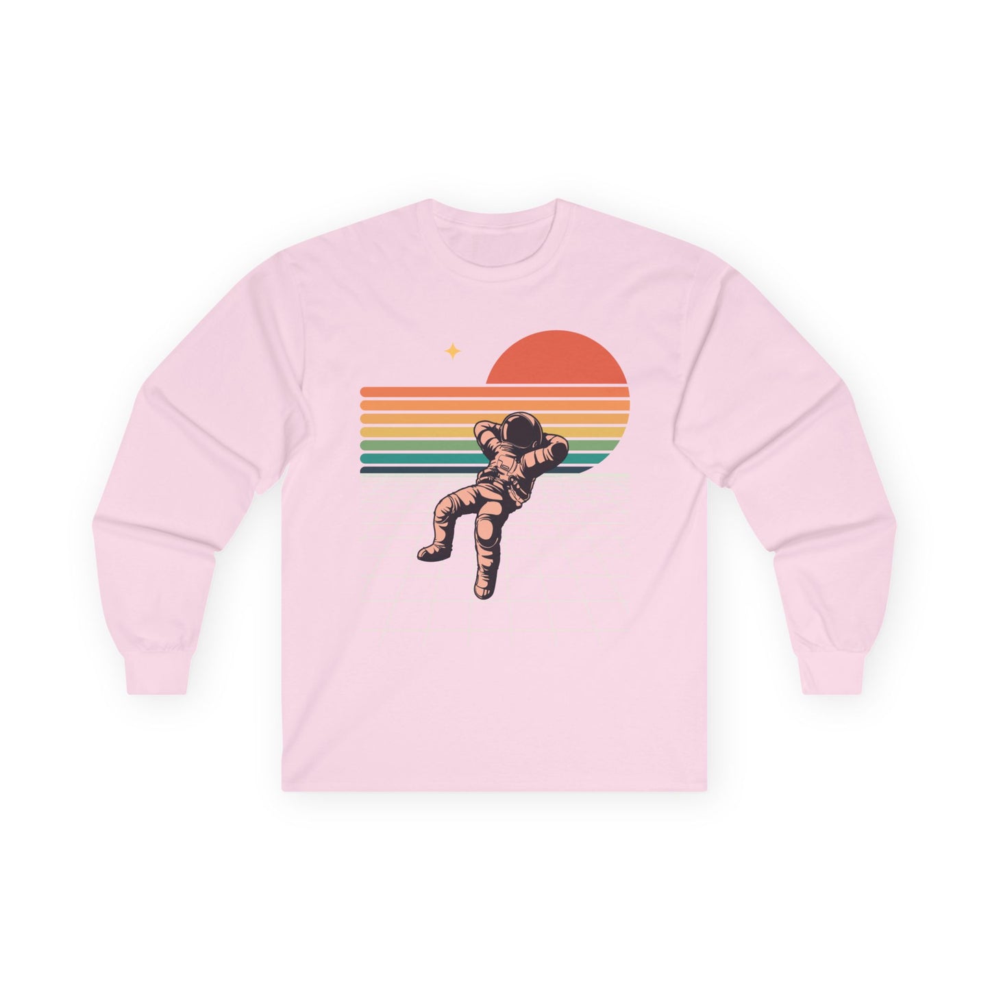 Astronaut Sunset Long Sleeve Tee — Retro Space Graphic