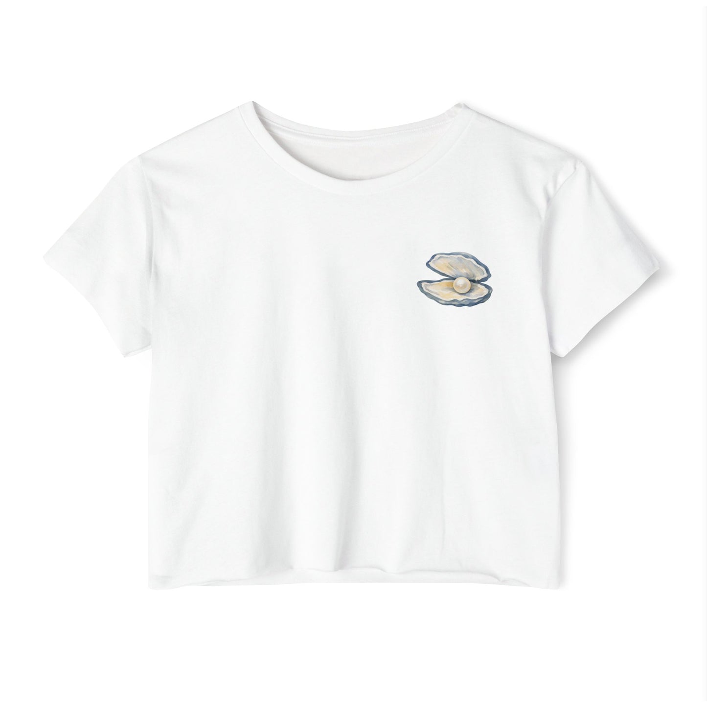 Pearl Shell Crop Top — Beachy Festival Women's Crop Tee