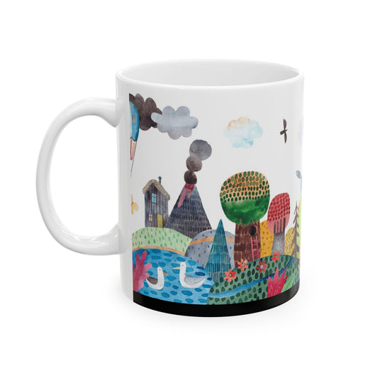 Whimsical Nature Scene Ceramic Mug
