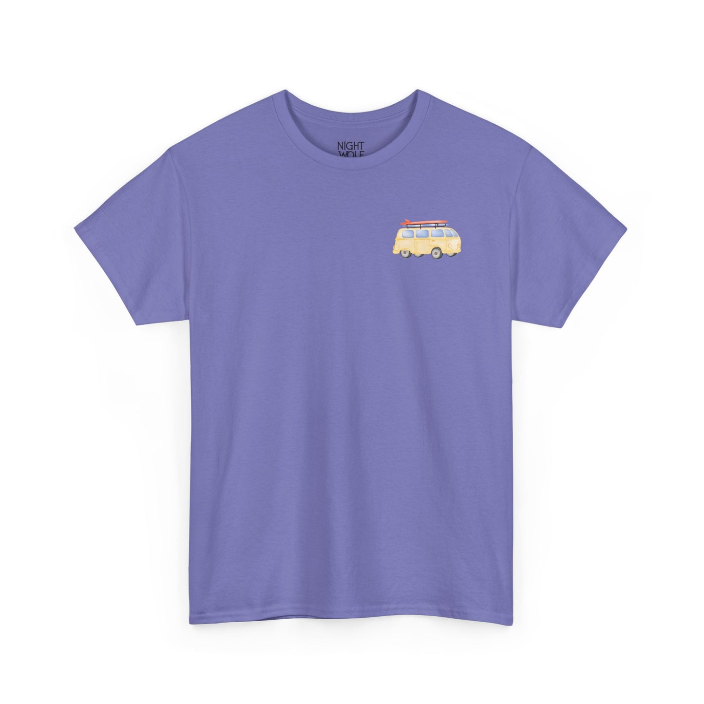 Retro Camper Van Chest Tee — Vintage Road Trip Graphic T-Shirt