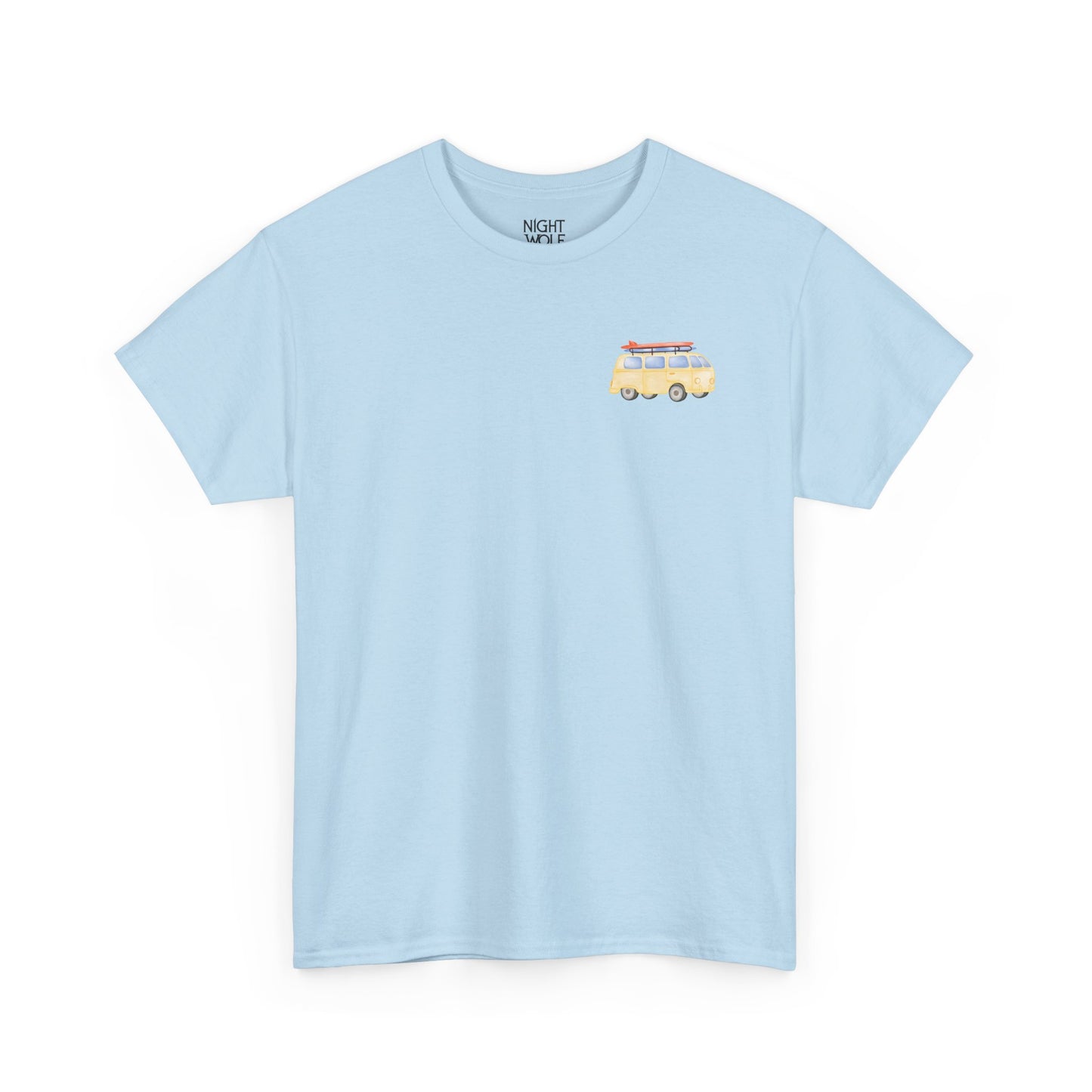 Retro Camper Van Chest Tee — Vintage Road Trip Graphic T-Shirt