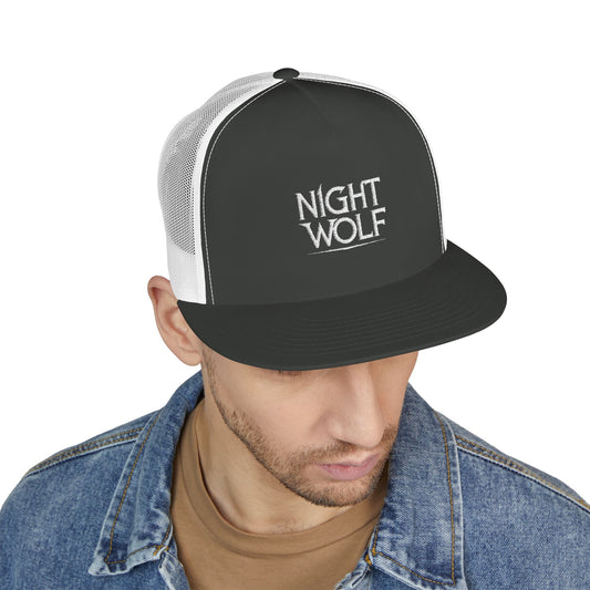Night Wolf Embroidered 5 Panel Trucker Cap