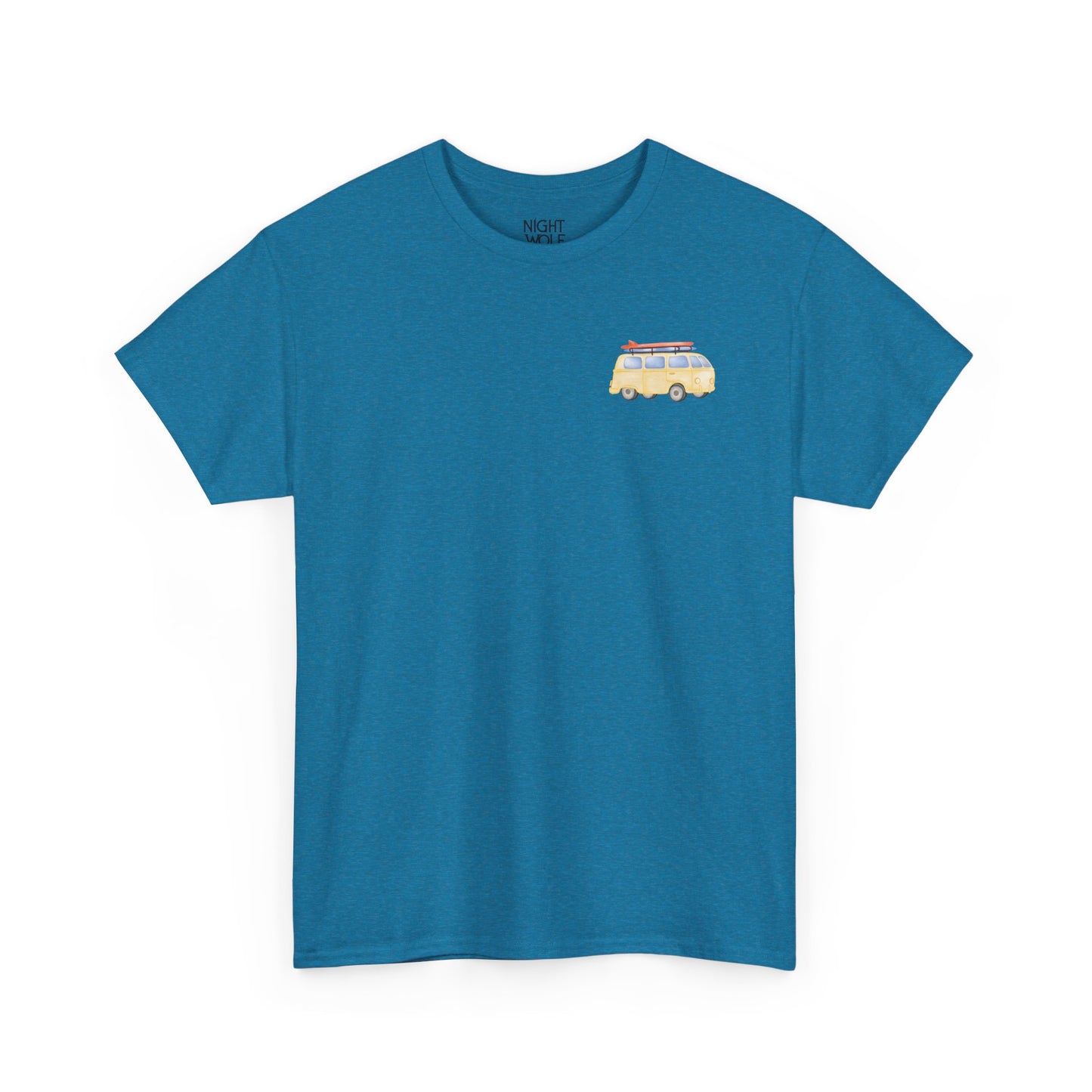 Retro Camper Van Chest Tee — Vintage Road Trip Graphic T-Shirt