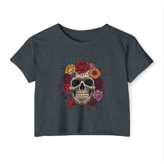 Bohemian Floral Skull Crop Top